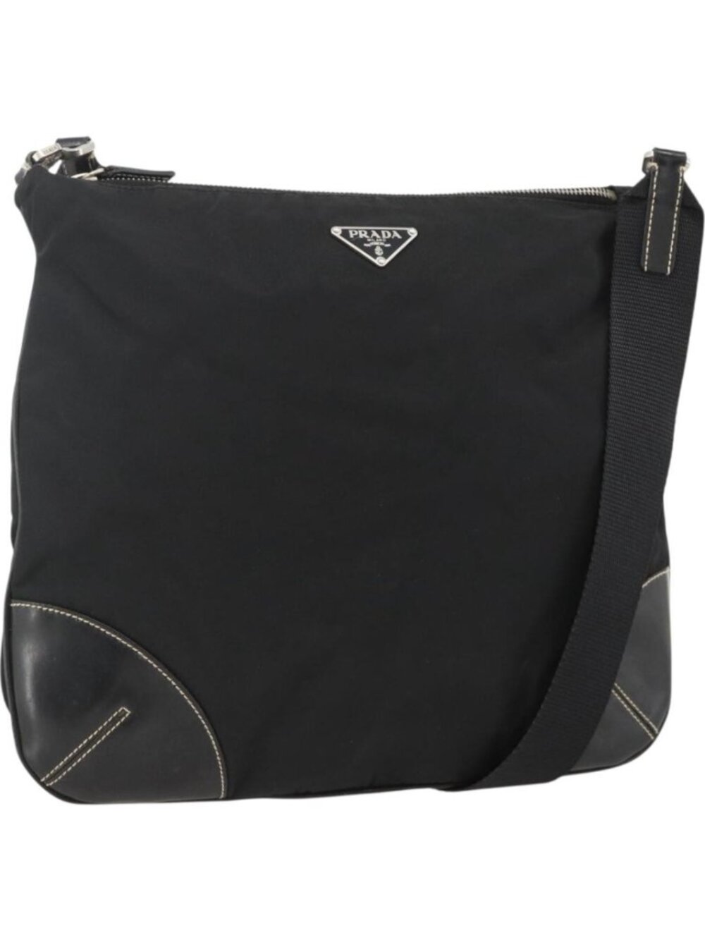 PRADA Shoulder Bag Nylon Black Silver